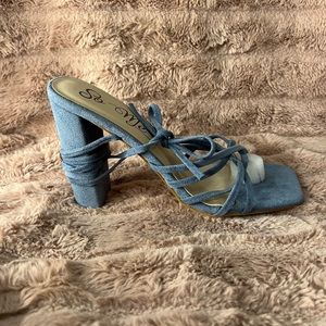 Blue Tie Up Prom Heels